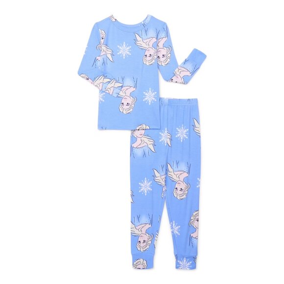 Frozen Girls Top and Pants Pajama Set, 2-Piece, Size 4, Pullover, Light Blue - Picture 1 of 3